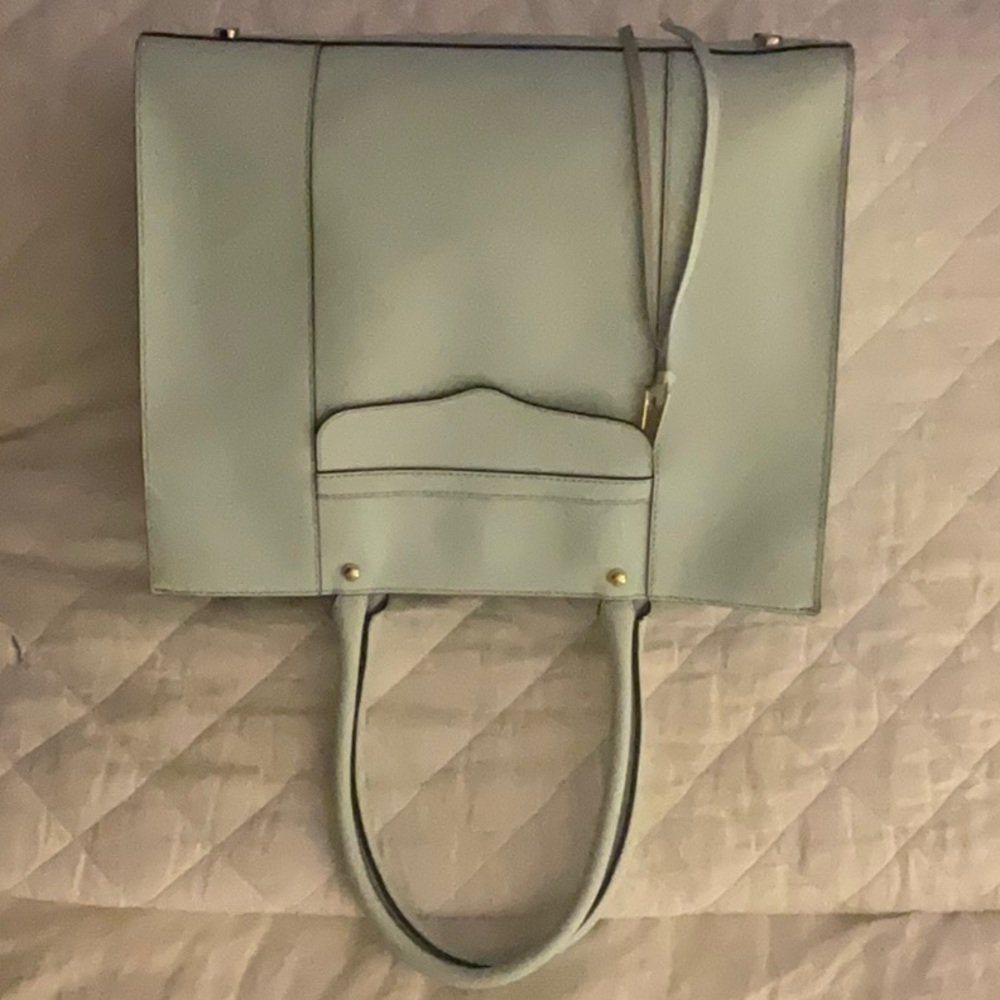 Rebecca Minkoff powder blue hard leather tote/computer bag